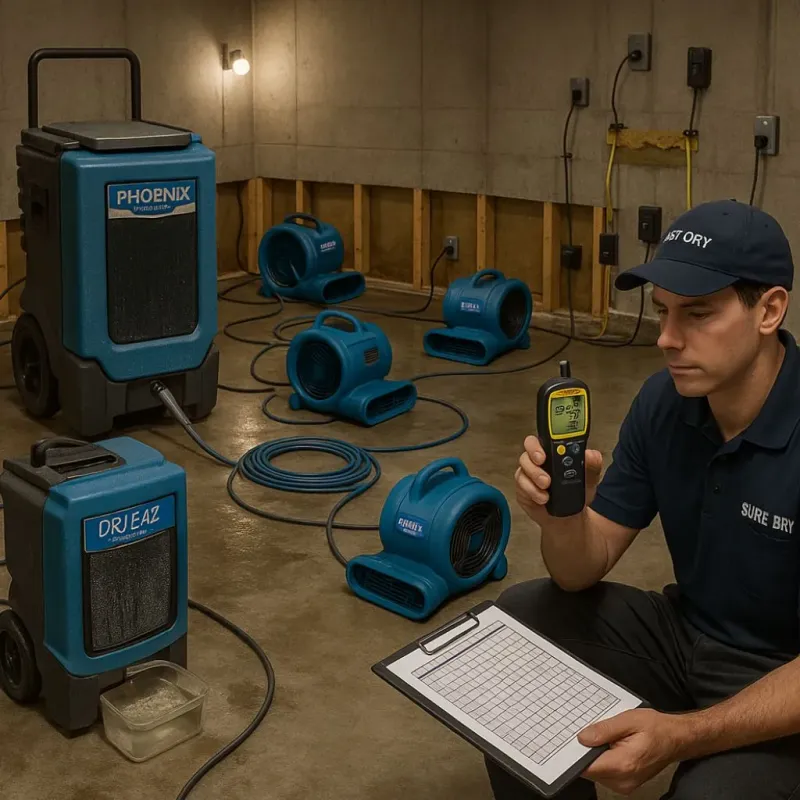 Structural Drying and Dehumidification process in Yarmouth, ME